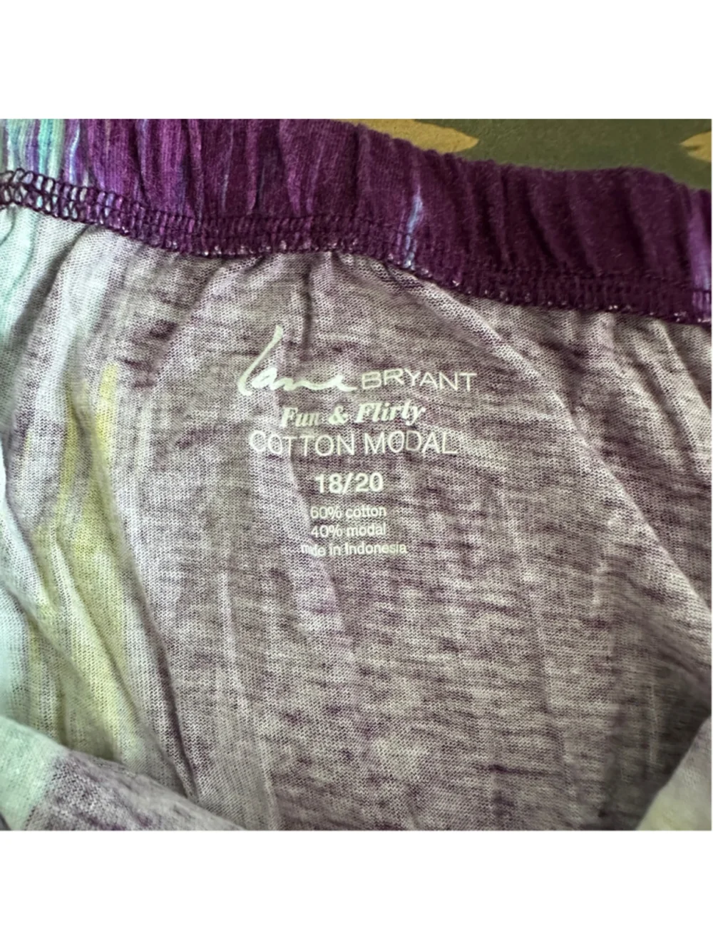 Lane Bryant Women's Tank Top 18/20 Purple Teal Abstract Ruffle Modal Plus Size
